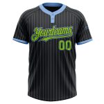 Custom Name & Number Unisex Softball Jersey - Personalized Black, Light Blue, Neon Green, Two-Button Pinstripe Design Personalized