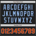 Personalized Black Light Blue Pinstripe Orange Two-Button Softball Jersey Unisex Personalized Black Light Blue Pinstripe