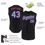 Personalized Black Light Blue Pinstripe Baseball Jersey Pink Sleeveless Design for Custom Style Personalized Black Light