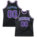 Personalized Basketball Jersey - Black Light Blue Pinstripe with Purple and Light Blue Design Personalized Black Light Blue