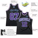 Personalized Basketball Jersey - Black Light Blue Pinstripe with Purple and Light Blue Design Personalized Black Light Blue