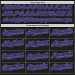 Personalized Unisex Purple Two-Button Softball Jersey - Black Light Blue Pinstripe Design Personalized Black Light Blue Pinstripe