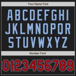 Custom Black Light Blue Pinstripe Two-Button Unisex Softball Jersey Personalized Black Light Blue Pinstripe Red Two-Button