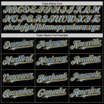 Personalized Black and Light Blue Pinstripe Sleeveless Baseball Jersey for Men Personalized Black Light Blue Pinstripe Yellow