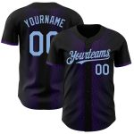 Personalized 3D Geometric Shapes Baseball Jersey - Black Light Blue Purple Design Personalized Black Light Blue-Purple 3D