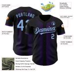 Personalized 3D Geometric Shapes Baseball Jersey - Black Light Blue Purple Design Personalized Black Light Blue-Purple 3D