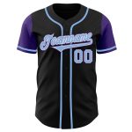 Custom Name and Number Personalized Two Tone Baseball Jersey - Black Light Blue-Purple Authentic Team Design Personalized