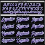 Custom Name and Number Two Tone Bomber Jacket Black Light Blue-Purple Full-Snap Varsity Letterman Personalized Black Light