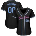 Custom Personalized Black Light Blue Red Baseball Jersey with Name Number - Authentic Team Apparel Personalized Black Light