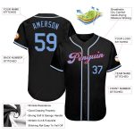 Personalized Baseball Jersey in Black Light Blue and Red - Custom Team Uniform Personalized Black Light Blue-Red Baseball