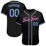 Personalized Baseball Jersey in Black Light Blue and Red - Custom Team Uniform Personalized Black Light Blue-Red Baseball