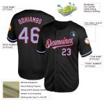 Personalized Custom Baseball Jersey - Black Light Blue Red Mesh, Authentic Throwback with Team Name & Number Personalized