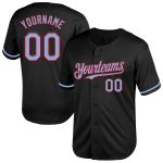 Custom Black Light Blue-Red Throwback Baseball Jersey - Personalized Mesh Design Personalized Black Light Blue-Red Mesh Throwback