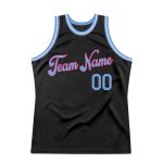 Personalized Basketball Jersey - Black Light Blue Red Throwback Style Personalized Black Light Blue-Red Throwback Basketball