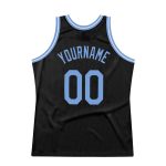 Personalized Basketball Jersey - Black Light Blue Red Throwback Style Personalized Black Light Blue-Red Throwback Basketball