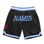 Personalized Basketball Shorts in Black Light Blue Red - Retro Throwback Style Personalized Black Light Blue-Red Throwback