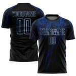 Custom Sublimation Soccer Jersey with Personalized Name & Number in Black Light Blue-Royal Team Uniform Personalized Black