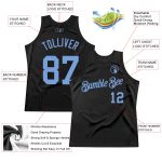 Custom Black Light Blue Basketball Jersey - Personalized Throwback Style Personalized Black Light Blue Throwback Basketball