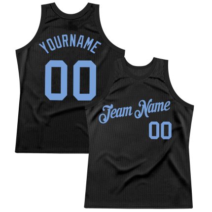 Custom Black Light Blue Basketball Jersey - Personalized Throwback Style Personalized Black Light Blue Throwback Basketball