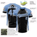 Personalized Black Light Blue 3D Curve Solid Baseball Jersey for Men and Women Personalized Black Light Blue-White 3D Curve
