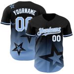 Personalized Twinkle Star 3D Gradient Baseball Jersey - Black Light Blue White Personalized Black Light Blue-White 3D Gradient