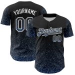 Customizable 3D Abstract Glittering Dot Baseball Jersey | Personalized Black Light Blue-White Team Jersey with Name & Number