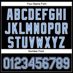 Custom 3D Baseball Jersey with Personalized Name and Number - Authentic Black Light Blue-White Design Personalized Black