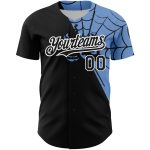 Custom Name Number Personalized 3D Spider Web Baseball Jersey Black Light Blue White Design Personalized Black Light Blue-White