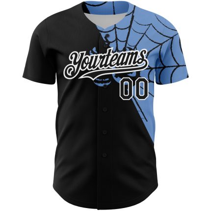 Custom Name Number Personalized 3D Spider Web Baseball Jersey Black Light Blue White Design Personalized Black Light Blue-White