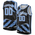 Custom Basketball Jersey with 3D Torn Paper Design - Personalized Black Light Blue & White - Custom Name & Number Personalized