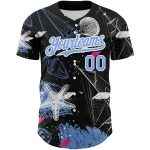 Personalized 3D Sailing Boats Jersey in Black Light Blue White - Custom Baseball Jersey Personalized Black Light Blue-White