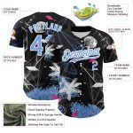 Personalized 3D Sailing Boats Jersey in Black Light Blue White - Custom Baseball Jersey Personalized Black Light Blue-White