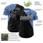 Personalized 3D Spider Web Baseball Jersey - Black Light Blue-White Design Personalized Black Light Blue-White 3D Spider
