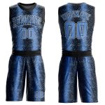 Personalized Black Light Blue White Animal Fur Print Basketball Jersey Suit Round Neck Sublimation Personalized Black Light