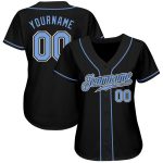 Personalized Authentic Baseball Jersey - Black Light Blue and White Design Personalized Black Light Blue-White Authentic