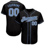 Personalized Authentic Baseball Jersey - Black Light Blue and White Design Personalized Black Light Blue-White Authentic