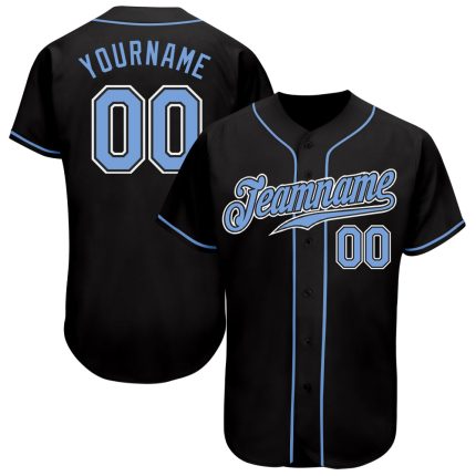 Personalized Authentic Baseball Jersey - Black Light Blue and White Design Personalized Black Light Blue-White Authentic