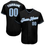 Customizable Black Light Blue-White Baseball Jersey with Personalized Name and Number - Authentic Team Apparel Personalized