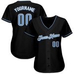 Customizable Black Light Blue-White Baseball Jersey with Personalized Name and Number - Authentic Team Apparel Personalized