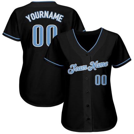 Customizable Black Light Blue-White Baseball Jersey with Personalized Name and Number - Authentic Team Apparel Personalized