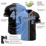 Custom Gradient Baseball Jersey - Personalized Black Light Blue-White Team Jersey with Name & Number Personalized Black Light