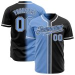 Custom Gradient Baseball Jersey - Personalized Black Light Blue-White Team Jersey with Name & Number Personalized Black Light