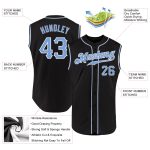Custom Name & Number Personalized Baseball Jersey Black Light Blue-White Authentic Sleeveless Team Gear Personalized Black