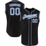 Custom Name & Number Personalized Baseball Jersey Black Light Blue-White Authentic Sleeveless Team Gear Personalized Black