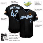 Personalized Black and Light Blue Baseball Jersey for Men and Women Personalized Black Light Blue-White Baseball Jersey