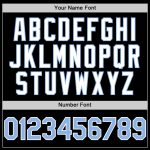Custom Personalized Varsity Letterman Hoodie Jacket - Black Light Blue White Bomber with Team Name & Number Personalized