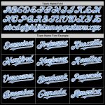 Custom Name and Number Black Light Blue-White Two Tone Bomber Varsity Hoodie Jacket Personalized Black Light Blue-White Bomber