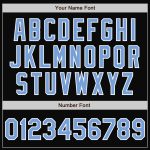 Custom Name & Number Varsity Letterman Jacket - Personalized Black Light Blue-White Two Tone Bomber Full-Snap Coat Personalized