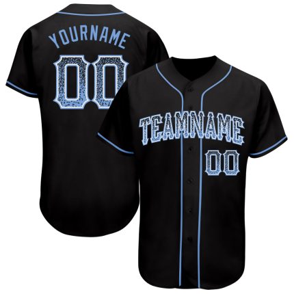Personalized Black Light Blue White Drift Fashion Baseball Jersey for Men Personalized Black Light Blue-White Drift Fashion