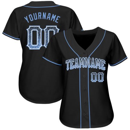 Personalized Black Light Blue White Drift Fashion Baseball Jersey for Men Personalized Black Light Blue-White Drift Fashion